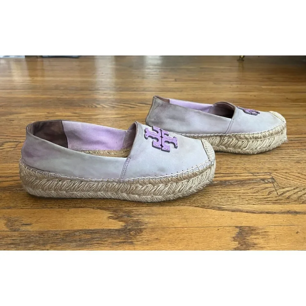 Tory Burch Lilac Platform Espidrille Slip On Shoes Sandals  Women's Size 8.5